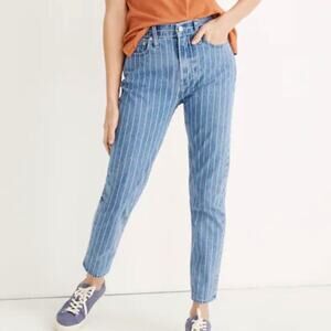 Madewell The Perfect Vintage Cropped Jean Striped Denim High Rise Size 26